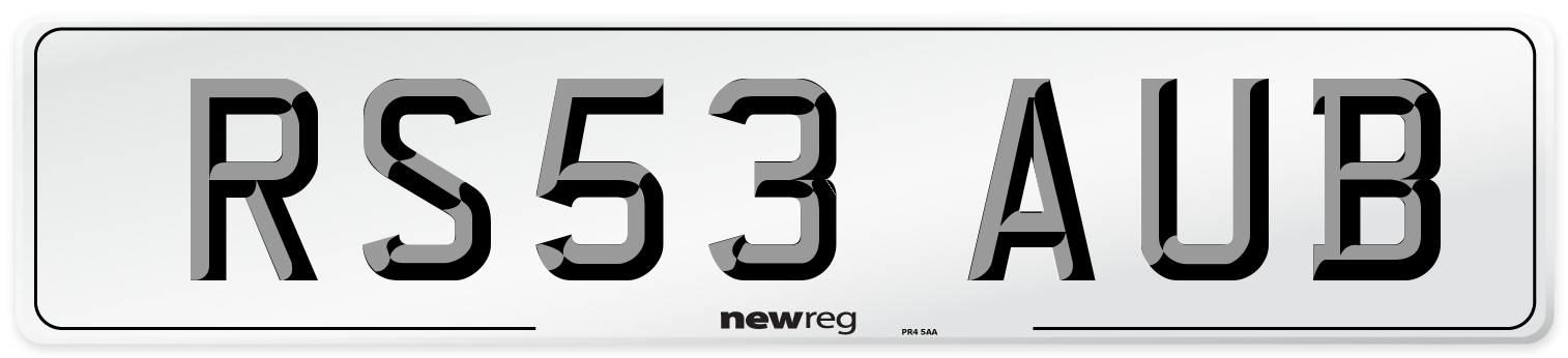 RS53 AUB Number Plate from New Reg